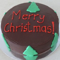 Christmas Cake - Ganache with Xmas Trees